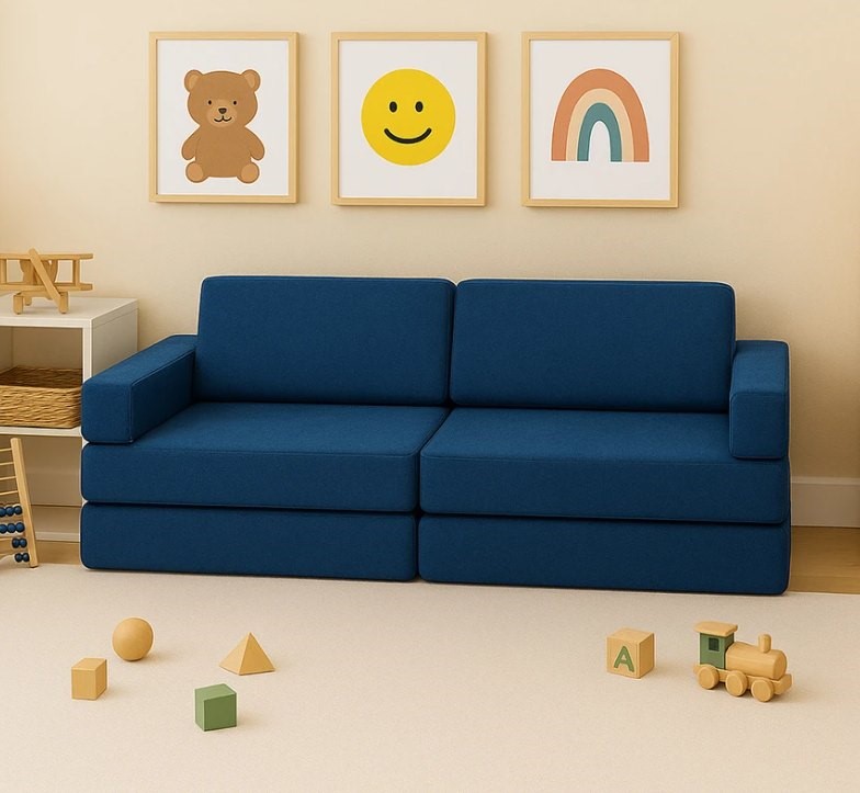 OVELA 14 Piece Modular Double Kids Play Sofa (Ocean Blue)