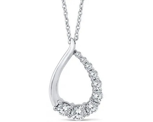 9K WHITE GOLD 0.50ct F VS LAB DIAMOND DROP NECKLACE 40-45cm