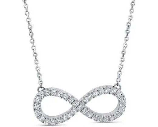 9K WHITE GOLD 0.25ct F VS LAB DIAMOND INFINITY NECKLACE 40-45c