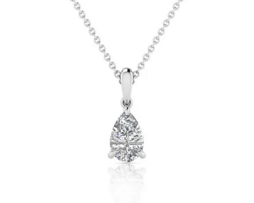 9K WHITE GOLD 1.00ct F VS LAB DIAMOND PEAR NECKLACE 40-45cm
