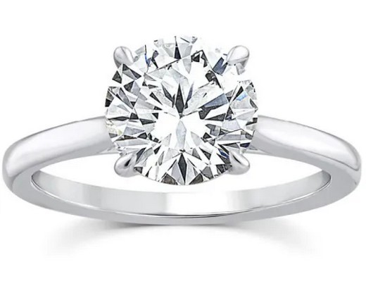 9K WHITE GOLD 2.00ct F VS LAB DIAMOND RND 4 CLAW RING