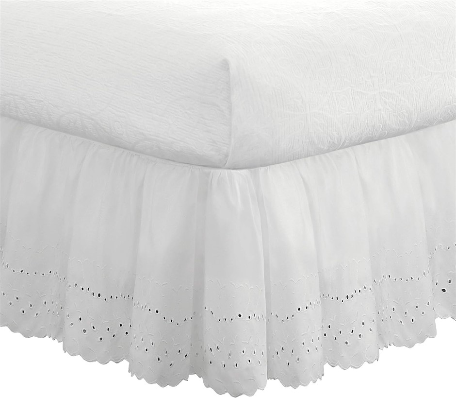 FRESH IDEAS Bedding Eyelet Ruffled Bedskirt Extra Long 18" drop length Gath