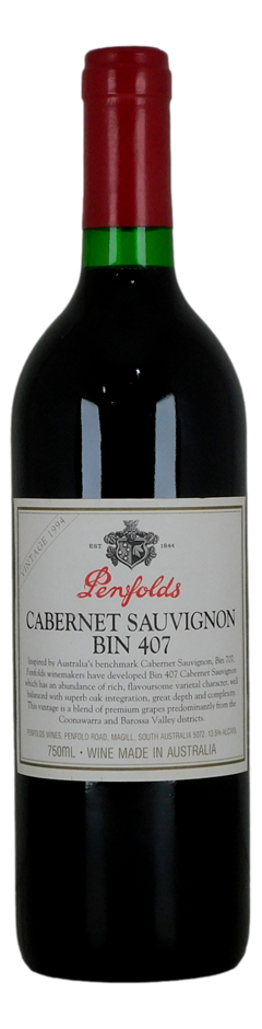 Penfolds `Bin 407` Cabernet Sauvignon 1994 (1 x 750mL) SA.