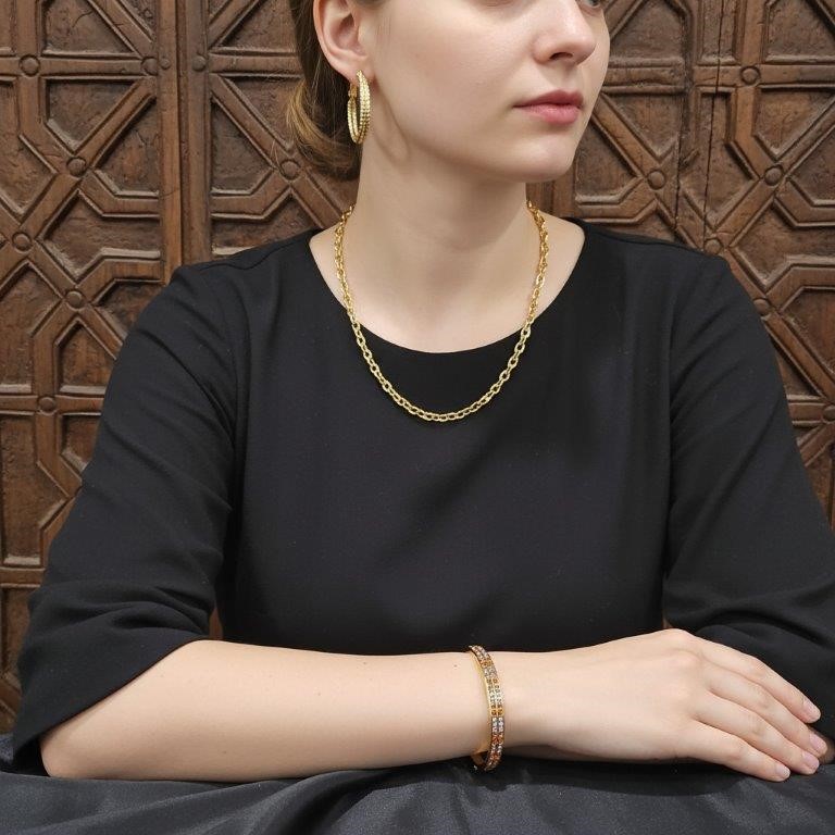 3pcs x 18KGF/Italy Stamped Yellow Gold Filled Chain & Bangle & Earring