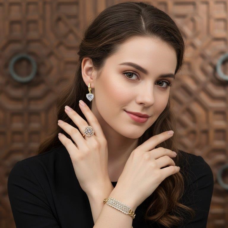 3pcs x 18KGF/Italy Stamped  Yellow Gold Filled  Bracelet & Ring & Earring