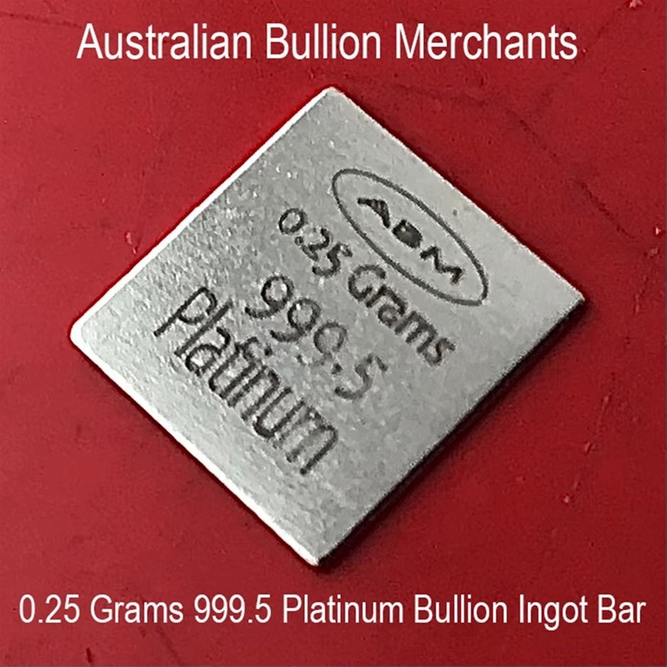 0.25 Grams 999.5 Fine Solid Platinum Certified Bullion Ingot Bar ABM