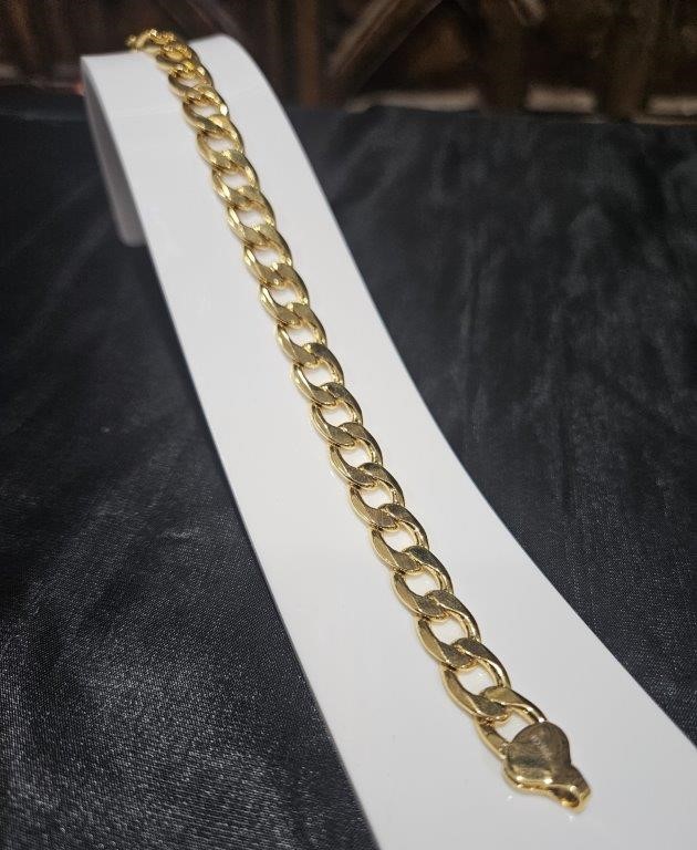 22KGoldFilled/Italy Stamped Solid Heavy Yellow   Bracelet -17.5CM