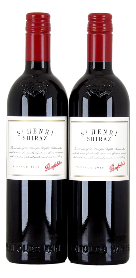 Penfolds St Henri Shiraz 2018 (2x 750mL), SA. Screwcap closure.