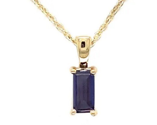 9K YELLOW GOLD IOLITE BAGUETTE NECKLACE 40-45cm