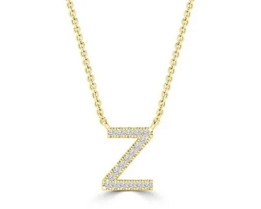 9K YELLOW GOLD 'Z' 0.06 HI I1 DIAMOND NECKLACE 40+5cm
