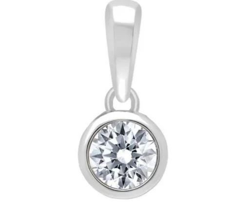 9K WHITE GOLD 0.15ct HI I1 DIAMOND BEZEL PENDANT