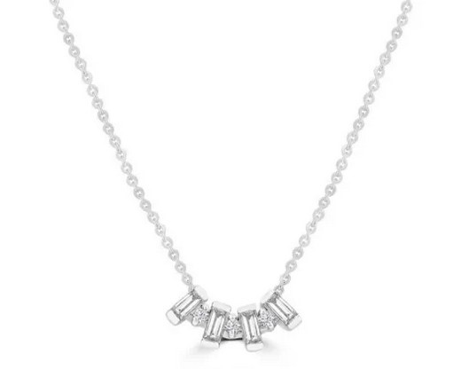 9K WHITE GOLD 0.10ct HI I1 DIAMOND NECKLACE 40+5cm