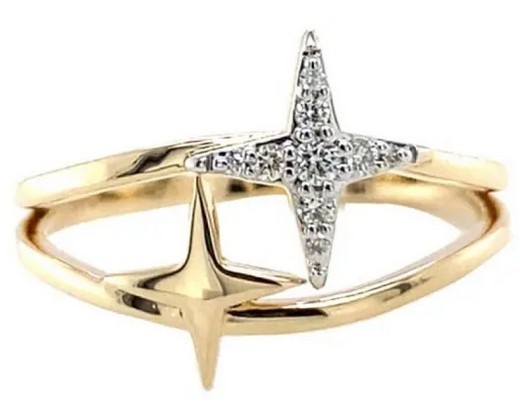9K Yellow Gold 0.06ct HI SI DIAMOND STAR RING