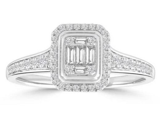 9K WHITE GOLD 0.33CT HI I1 DIAMOND RING