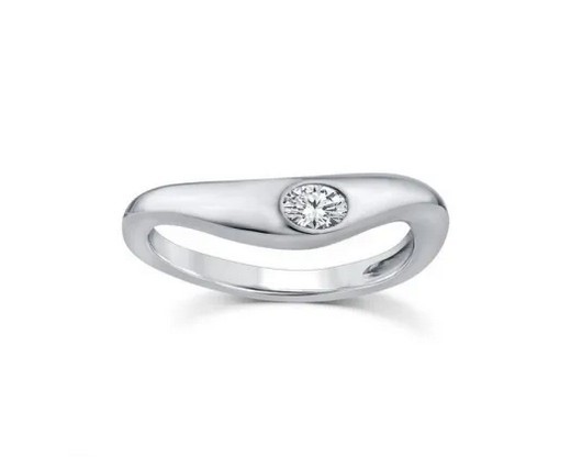 9K WHITE GOLD 0.15ct F VS LAB DIAMOND OVAL WAVE RING