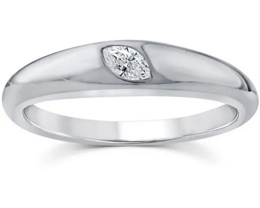 9K WHITE GOLD 0.10ct F VS LAB DIAMOND MARQ OFFSET RING