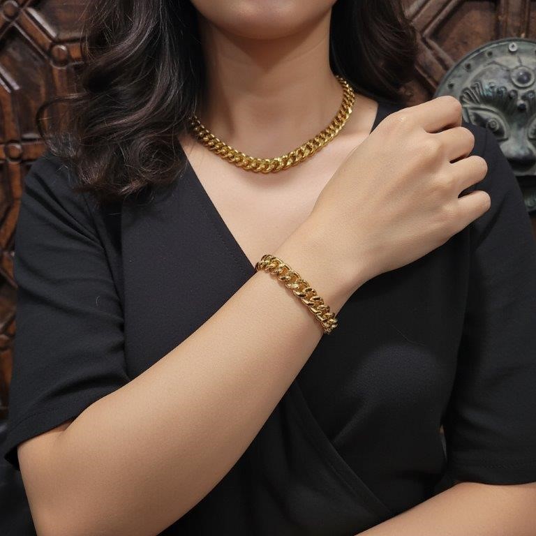 Set 22KGold-filled/Italy Stamped  Yellow Gold Filled  Cuban Chain