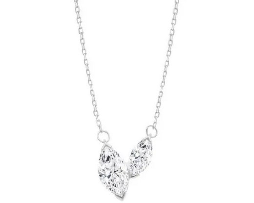 9K WHITE GOLD 0.70ct F VS MARQUIS LAB DIAMOND NECKLACE 40-45cm