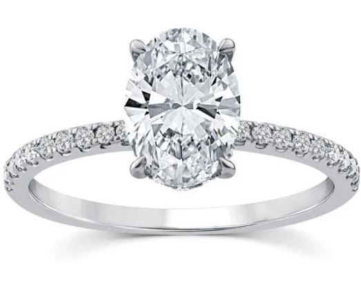 9K WHITE GOLD 1.75ct F VS LAB DIAMOND OVAL CLAW RING