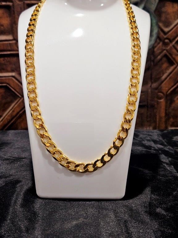 18k Italy Stamped Solid Heavy Yellow Gold Filled Cuban Chain-60cm