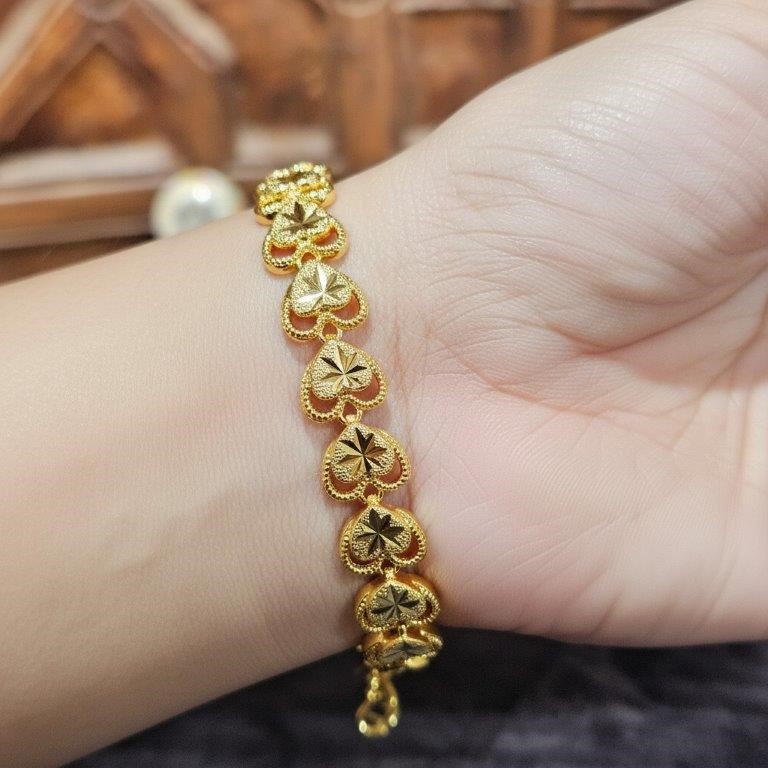 18k Italy Stamped Solid Heavy Yellow Gold Filled Bracelet-17.5cm