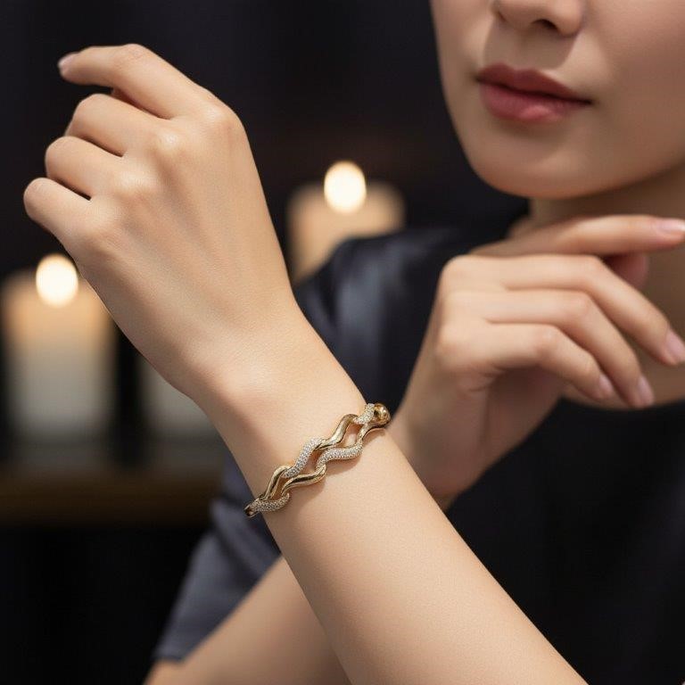 18K/ITALY Solid Gold Filled Bangle -(Stamped 18K/Italy)