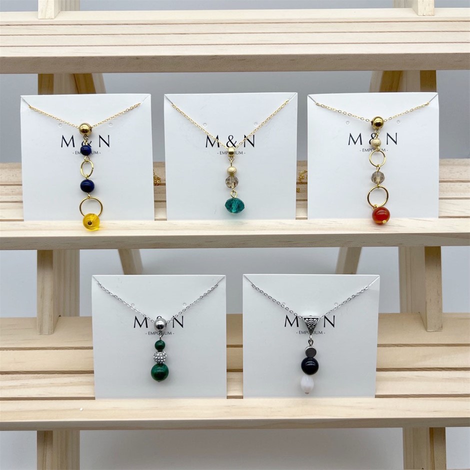 5 Stunning Gold Plated Gemstone Pendant Necklaces
