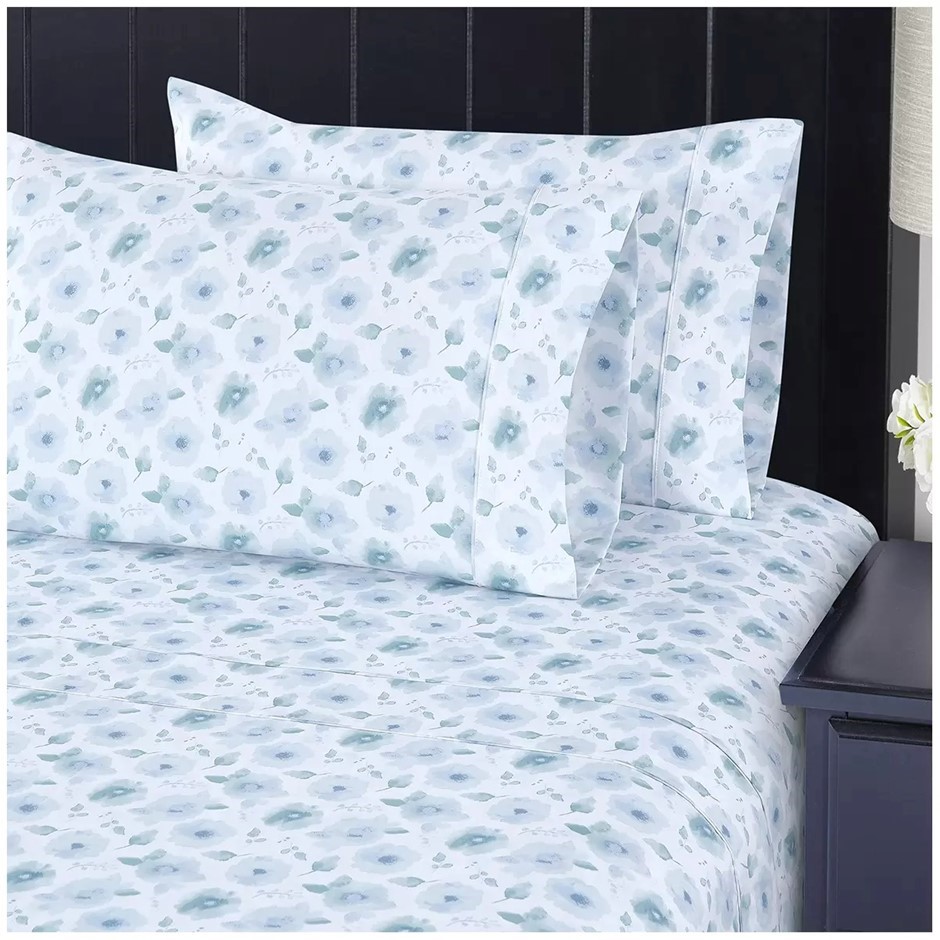 0059-3140675 · SOUTH POINT 6pc Sheet Set, Size King, Watery Floral. NB: has been opened
