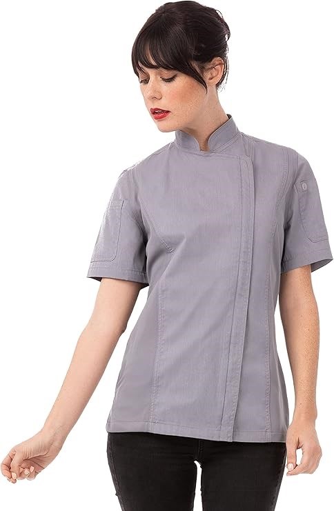 CHEF WORKS Women's Springfield Chef Jacket, Grey, X-Small