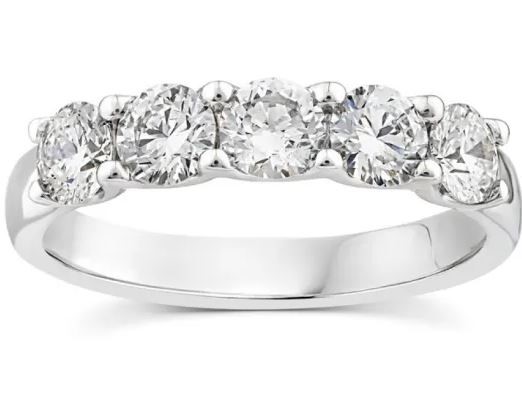 9K WHITE GOLD 1.25ct F VS LAB DIAMOND RND ANNIVERSARY BAND