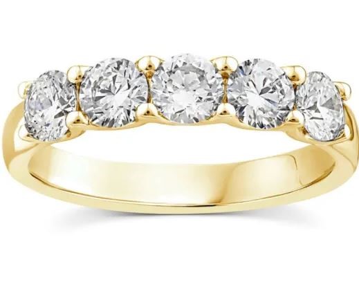 9K YELLOW GOLD 1.25ct F VS LAB DIAMOND RND ANNIVERSARY BAND