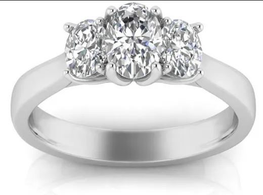 9K WHITE GOLD 1.00ct F VS LAB DIAMOND OVAL TRILOGY RING