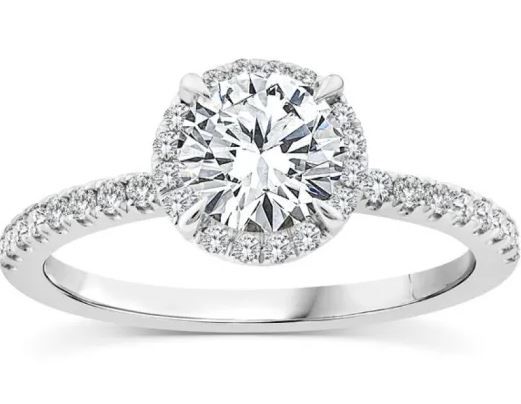 9K WHITE GOLD 1.25ct F VS LAB DIAMOND RND HALO RING