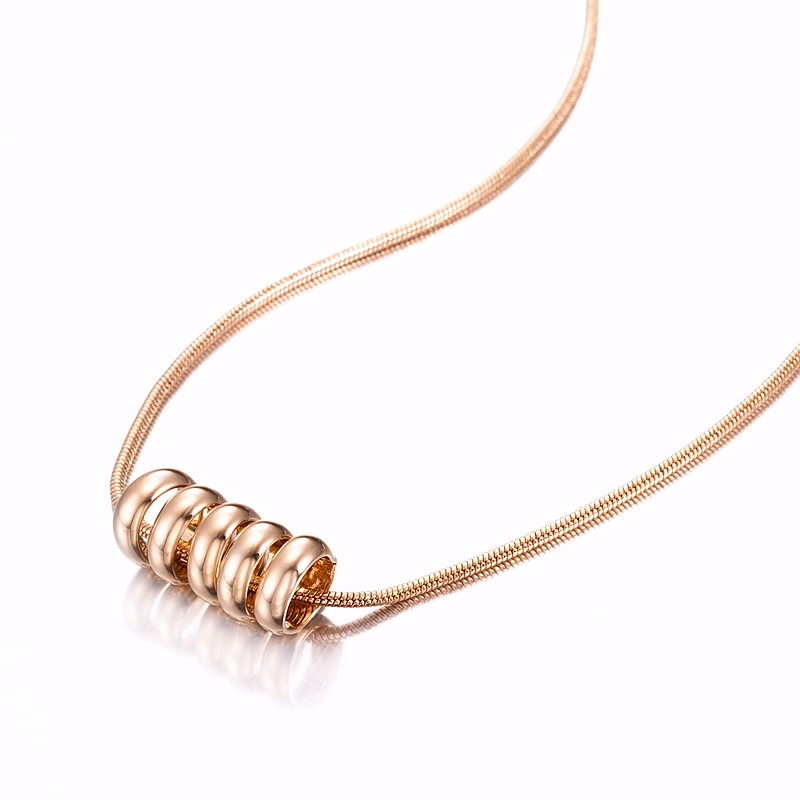 18ct Heavy Rose Gold Plated 5 Ring Lucky Charm Necklace