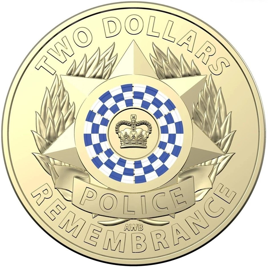 Police Remembrance 2019 Two Dollar $2 Coloured Coin Rare Queen Australia