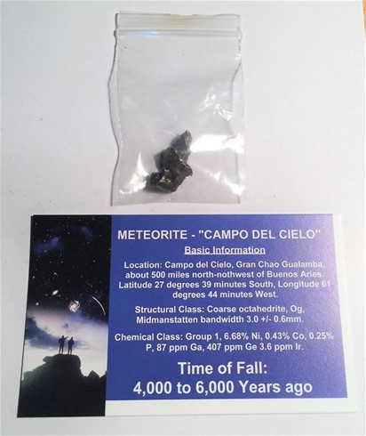 RARE" Meteorite "Campo Del Cielo" with Information Certificate