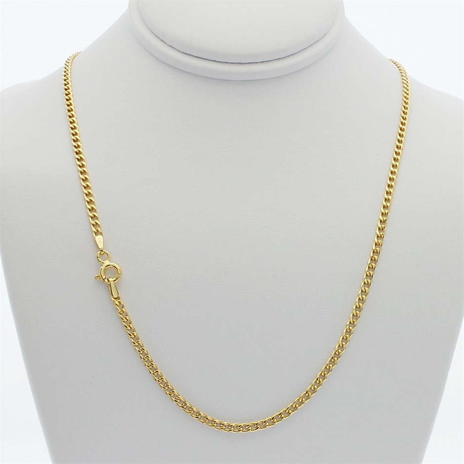 Genuine Italian 9 Karat yellow Gold 80 cm curb chain necklace(060HGBT)