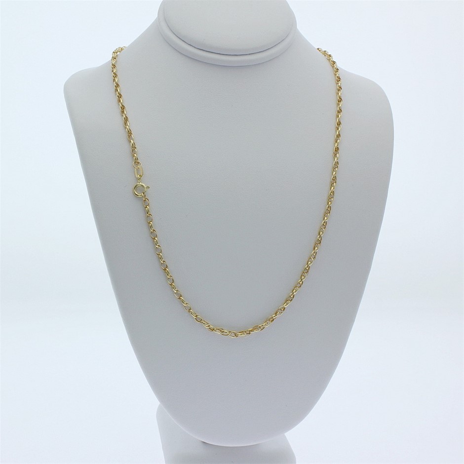 Genuine Italian 9 Karat yellow Gold 80 cm chain necklace(068HPPR2FOV)