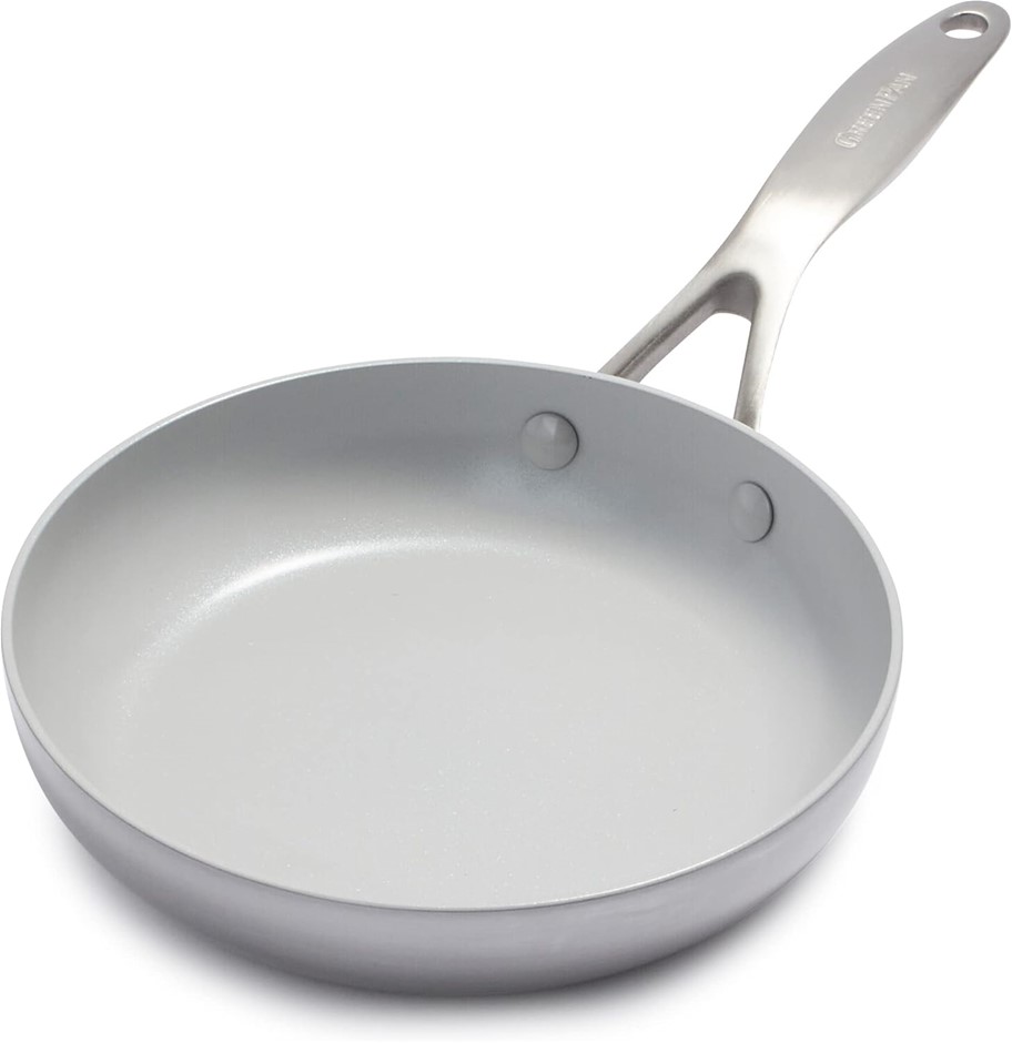 GREENPAN Venice Pro Healthy Ceramic Nonstick 20cm 2QT Saucepan, Light Grey.
