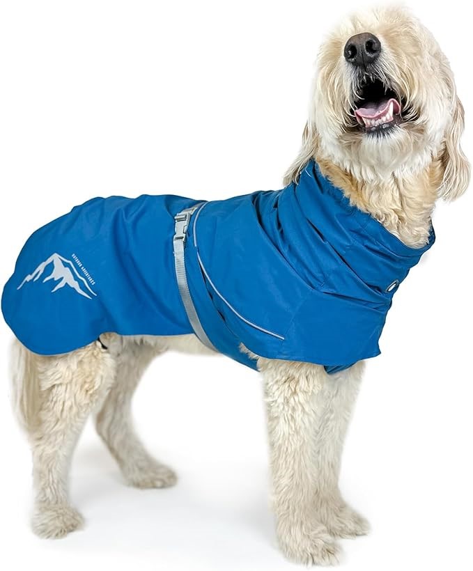 Huskimo Peak Dog Waterproof Raincoat, Fjord Blue, 52.5cm