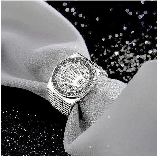 Italy 925 Silver Rolex Symbol Hip Hop Ring (stamps)-11 US