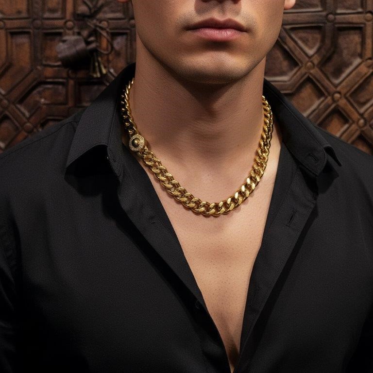 Italy 18K Triple Yellow Gold Plated Cuban Chain (18KGP/Italy)stamped-60cm