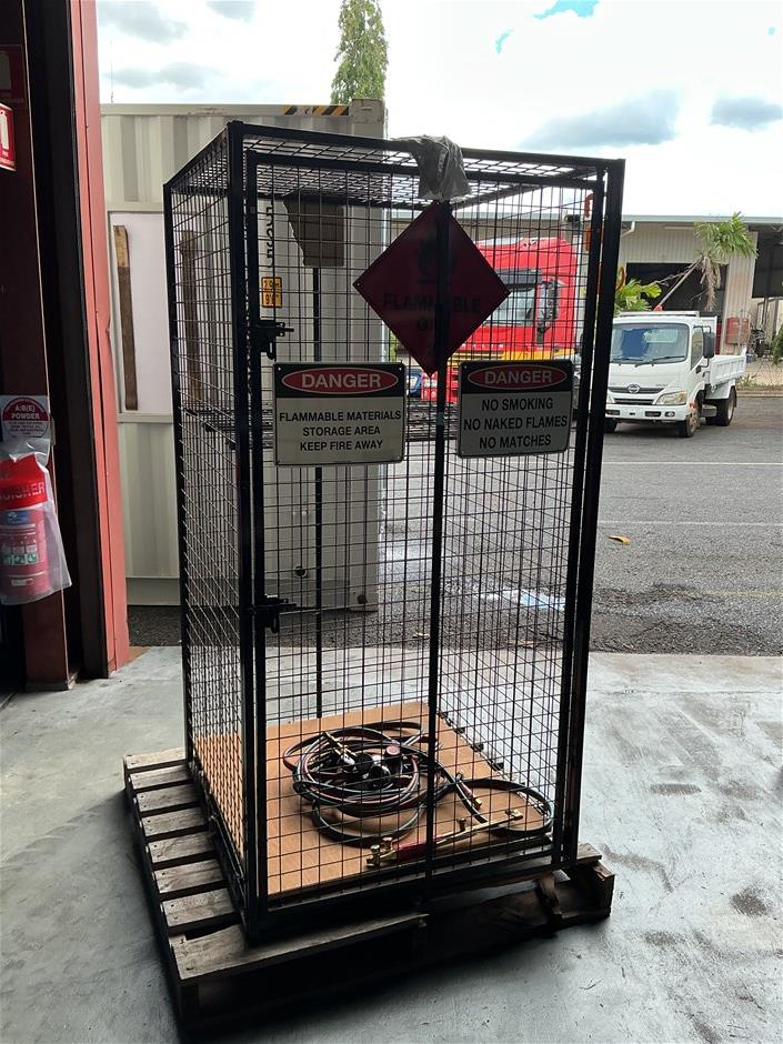 <p>Wire Mesh Flammable Cage with Gas Fittings</p>