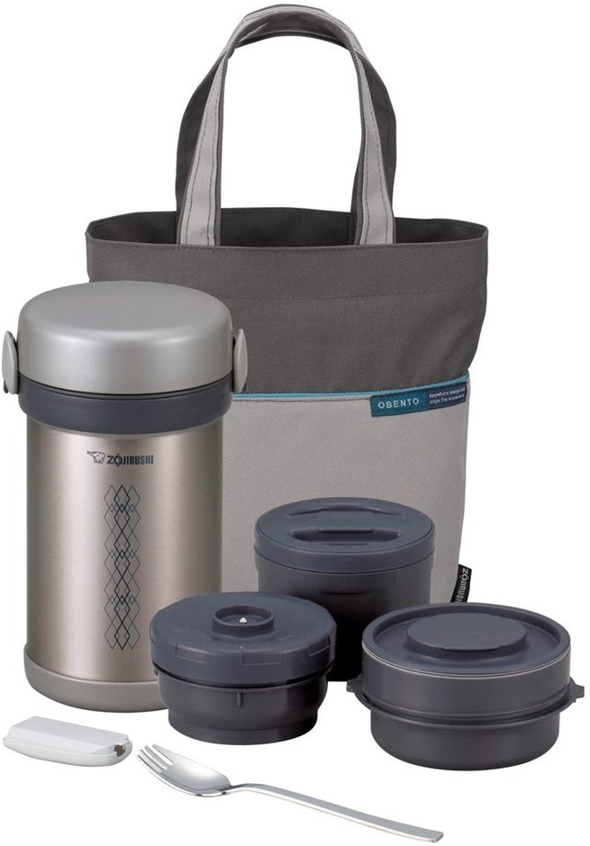 ZOJIRUSHI Stainless Steel Vacuum Lunch Jar Set, Includes: 3 x Microwavable
