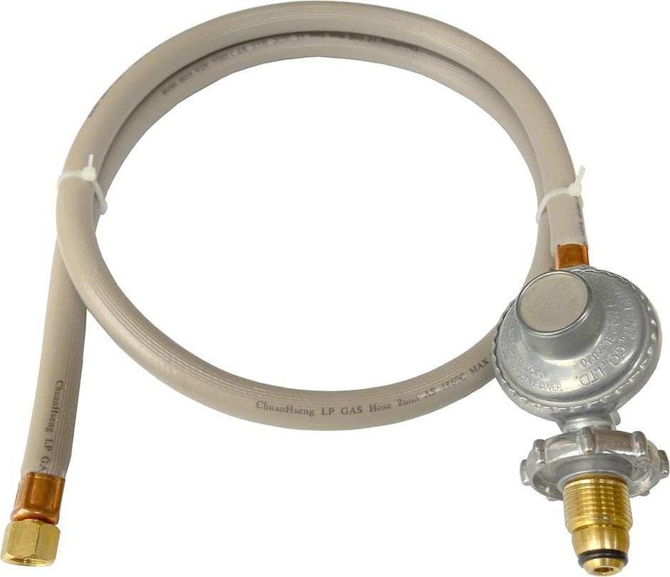 AUSCROWN 1.8m Hose 1/4" BSPF with POL Regulator - LP Gas, M18P14-S, Black.