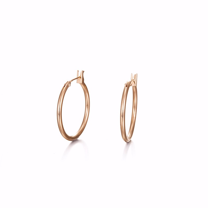 18ct Heavy Rose Gold Plated Medium Hoop Earring - Demo