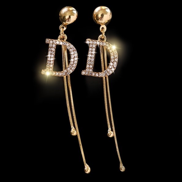 Designer Initial "D" Statement Earrings - Yellow