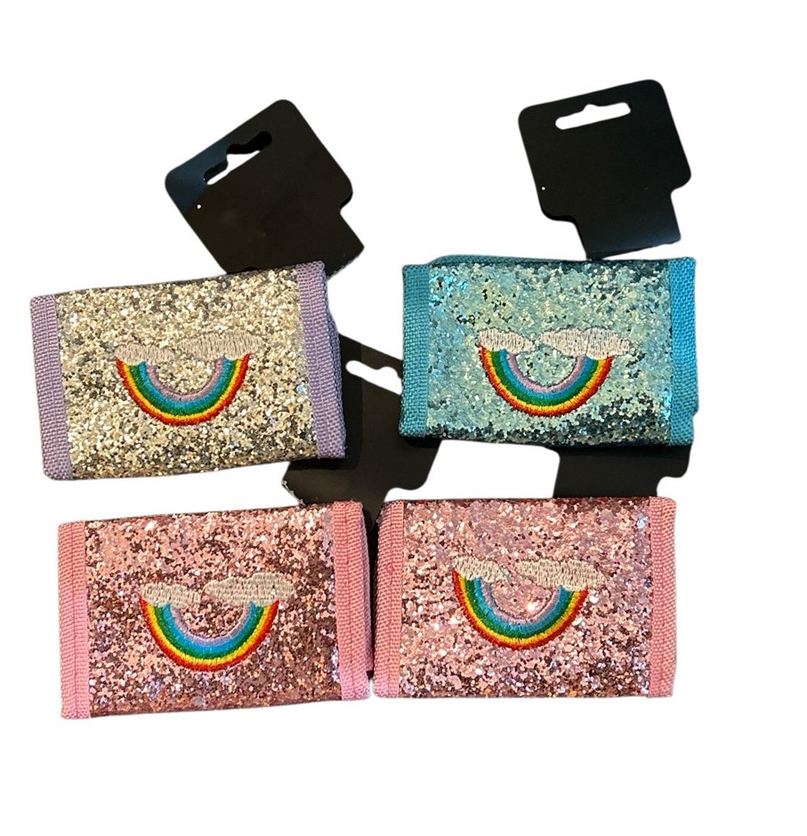 4x Kids Glitter Design Wallets