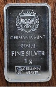 GERMANIA MINT NEW PRODUCT- 1 GRAM 999.9 FINE SILVER- 1 GRAM SILVER BAR