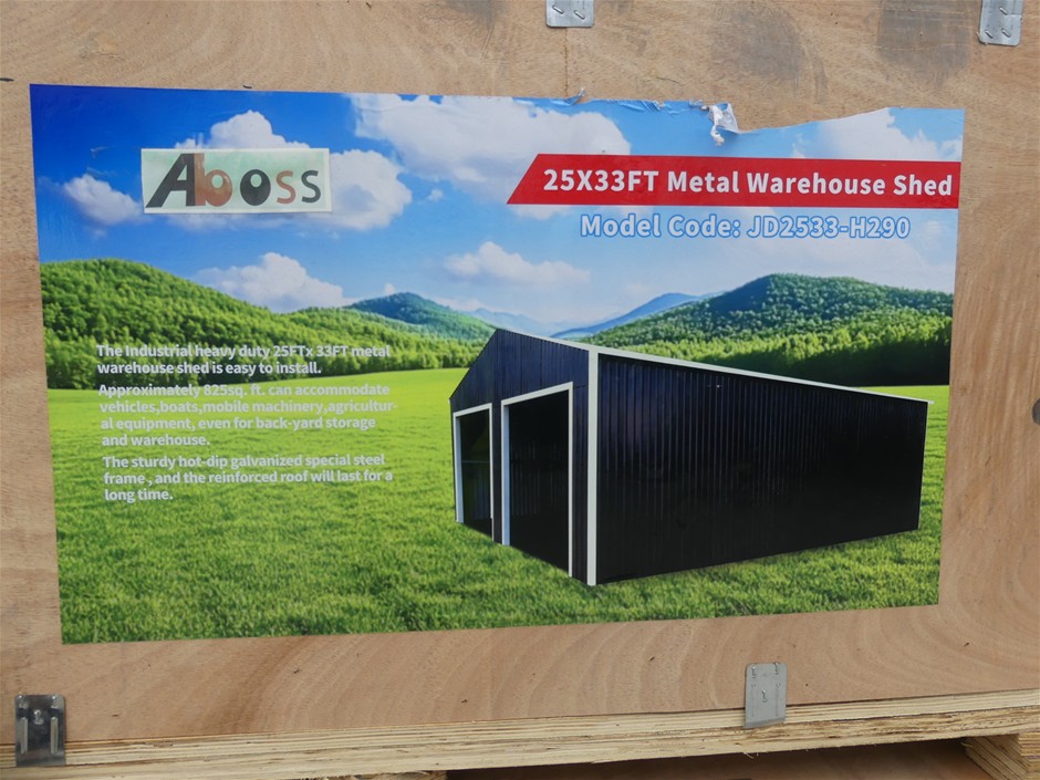 Unused 2025 ABOSS 25X33FT Metal Warehouse Shed